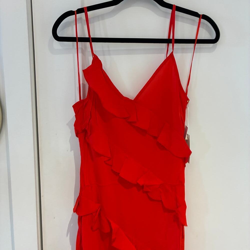NEW Good American Red Bias Cut Midi Dress Sz Medium - Picture 3 of 12